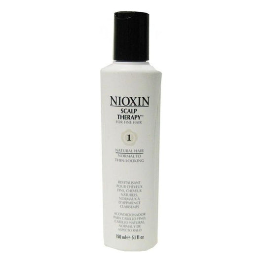 Nioxin System 1 Scalp Therapy Conditioner for thin hair in a 5.1 oz bottle, designed to promote scalp health and hair fullness.