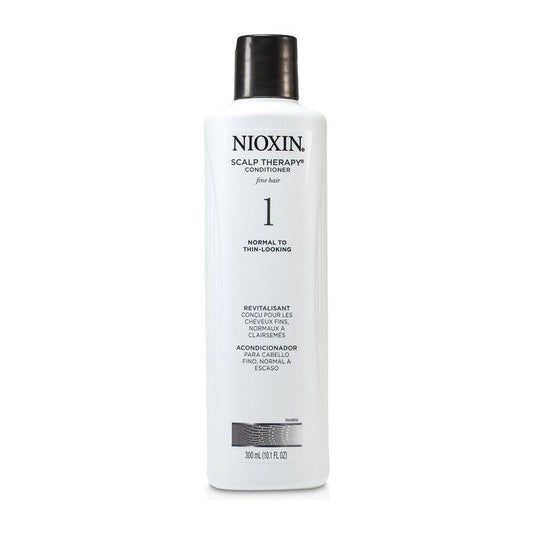 Nioxin System 1 Scalp Therapy Conditioner for normal to thin hair in a 10.1 fl oz bottle, designed to strengthen and nourish hair.
