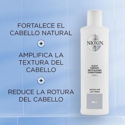 Nioxin System 1 Scalp Therapy Men's Hair Conditioner in 1000ml bottle, nourishing scalp and hair for thinning hair care.