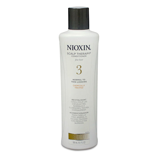 Nioxin System 3 Scalp Therapy Hair Conditioner for normal to thin hair, 10.1 fl oz, with bottle and label visible.
