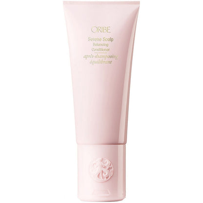 Oribe Serene Scalp Balancing Conditioner in 200 ml bottle, moisturizing hair conditioner for a healthy scalp and smooth hair.