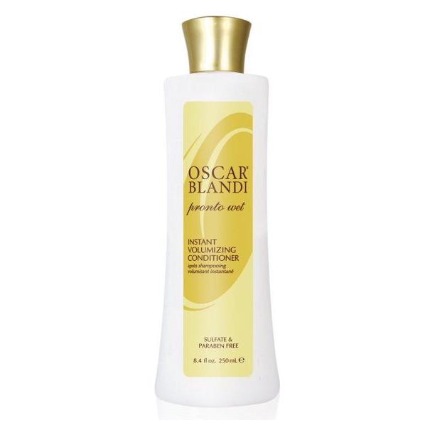 Oscar Blandi Pronto Wet Instant Volumizing Conditioner in 8.4 oz bottle, smooth and volumize damp hair, visible product packaging.
