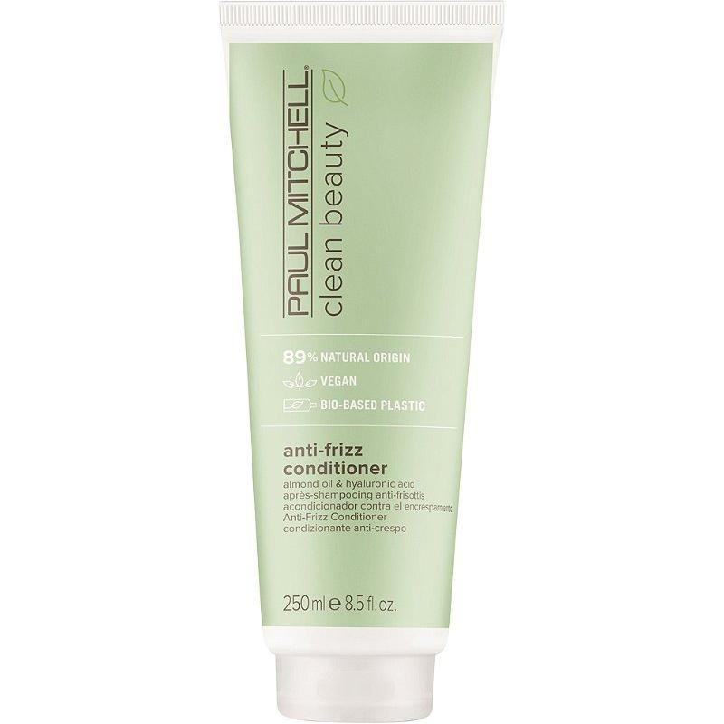 Paul Mitchell Clean Beauty Anti-Frizz Hair Conditioner 8.5oz bottle with a sleek label, designed to smooth frizz and add shine.