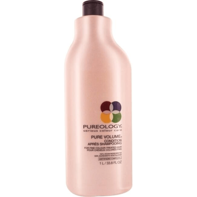 Pureology Purevolume Conditioner revitalizing hair conditioner in a 33.8 oz bottle, designed to add volume and moisture to hair.