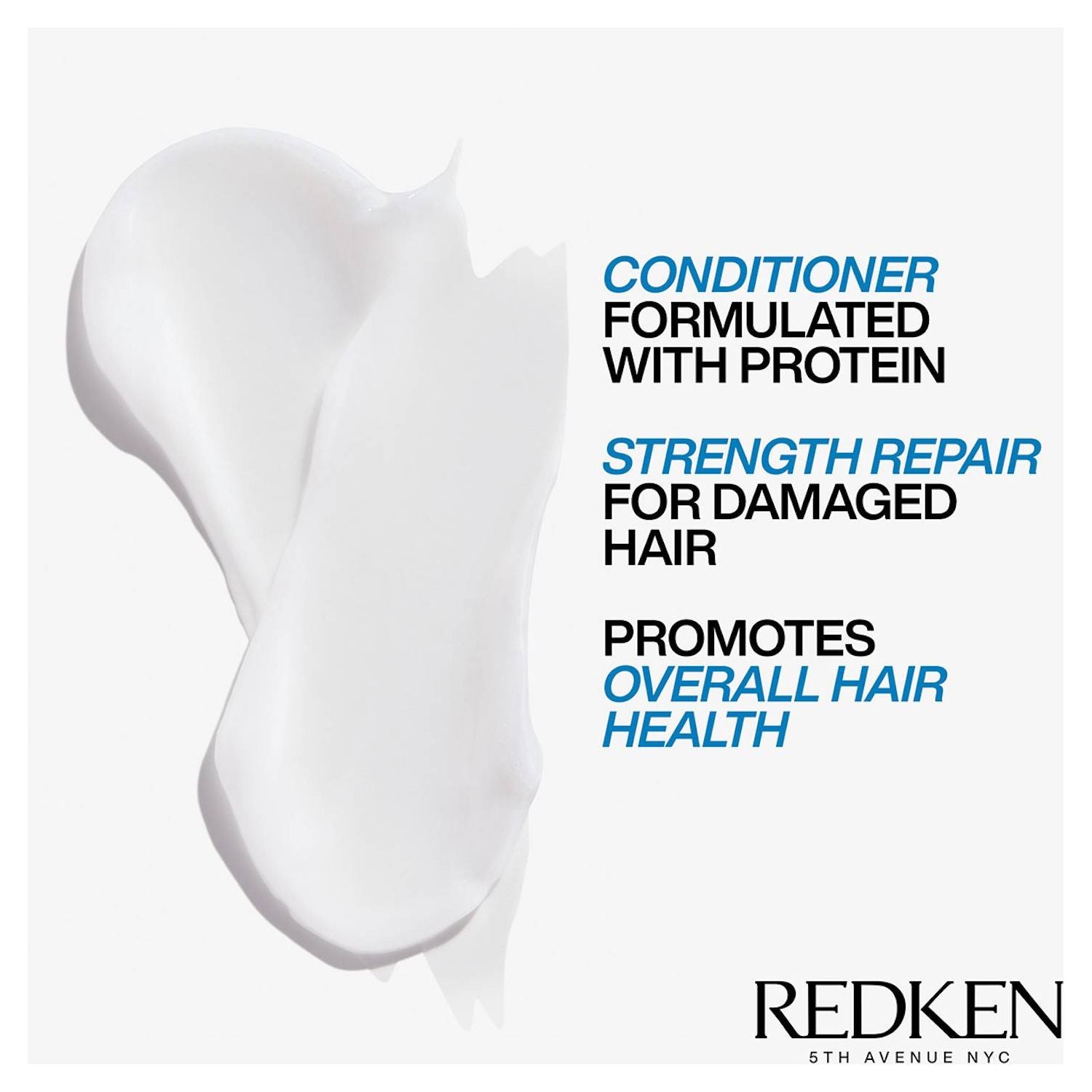 Redken Extreme Hair Conditioner in 10.1 oz bottle, nourishing treatment for damaged hair, with a sleek design and red accents.
