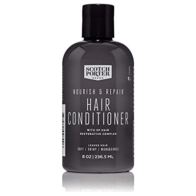 Scotch Porter Nourish & Repair Hair Conditioner for men, 8 oz, hydrating deep conditioner in a sleek container.