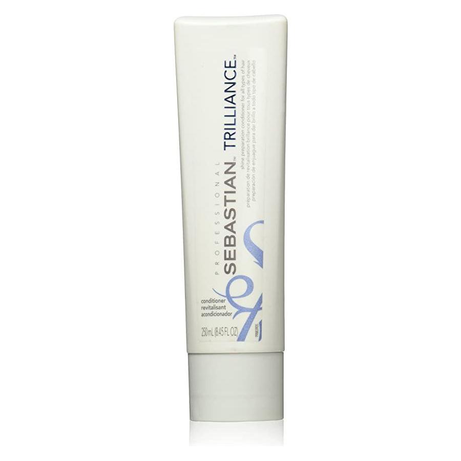 Sebastian Trilliance Shine Preparation Conditioner in 8.45 oz bottle, smooth and nourish hair for a shiny, healthy look.