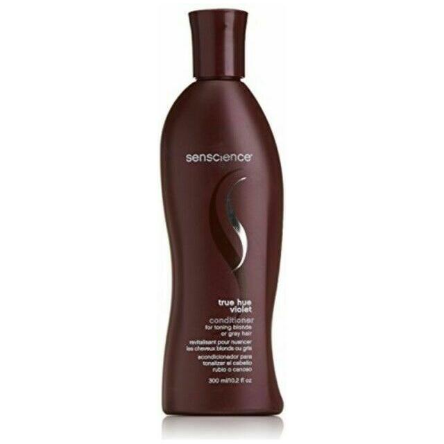 Senscience True Hue Violet Conditioner for blonde hair, 10.2 oz, designed to tone and neutralize yellow tones in hair.