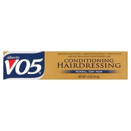 VO5 Conditioning Hairdressing Treatment for normal dry hair in 1.5 oz tube, providing nourishing hair care.