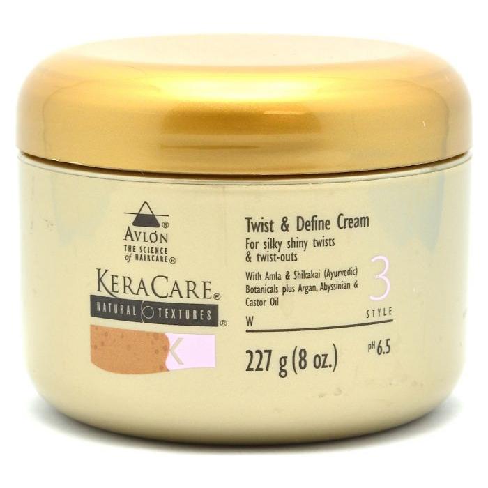 Avlon KeraCare Natural Textures Twist & Define Cream in an 8 oz jar, ideal for defining and styling natural textured hair