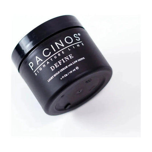 Pacinos Define Light Hold Hair Cream in 2 oz container, smooth and style hair with lightweight cream from Pasteur Pharmacy.
