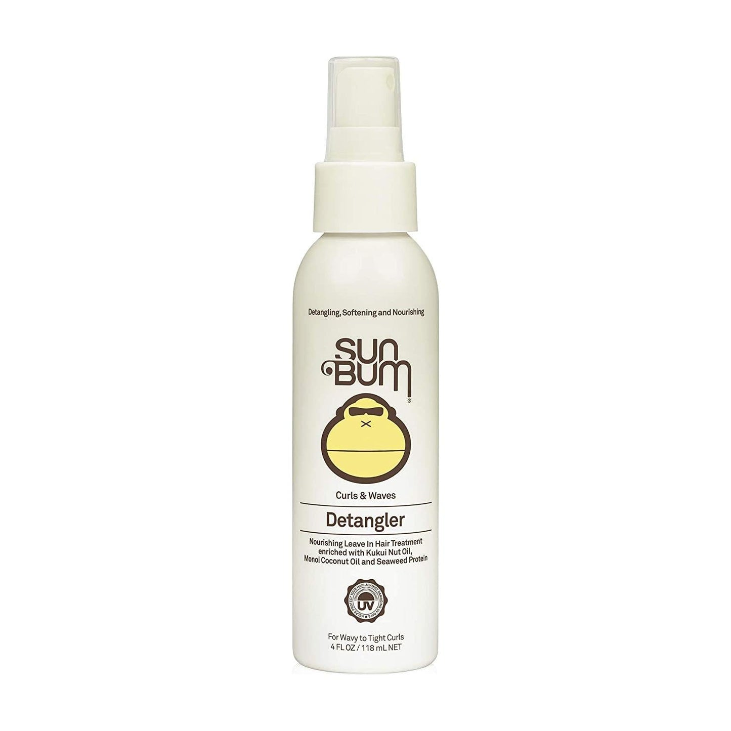 Sun Bum Curls & Waves Hair Detangler in 4 oz bottle, smooths and detangles curly and wavy hair for easy styling