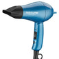 Blue BaBylissPRO Nano Titanium travel hair dryer with 1000W power, compact design, and professional-grade hair drying performance.