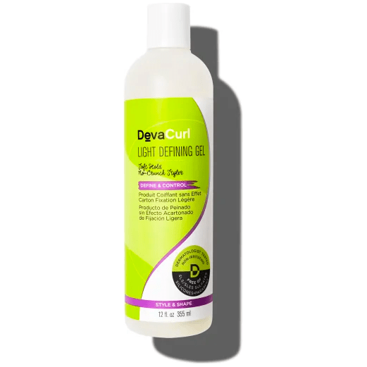 DevaCurl Angel Light Hold Defining Gel in a 12 oz bottle, designed for curl definition and lightweight hold on hair.