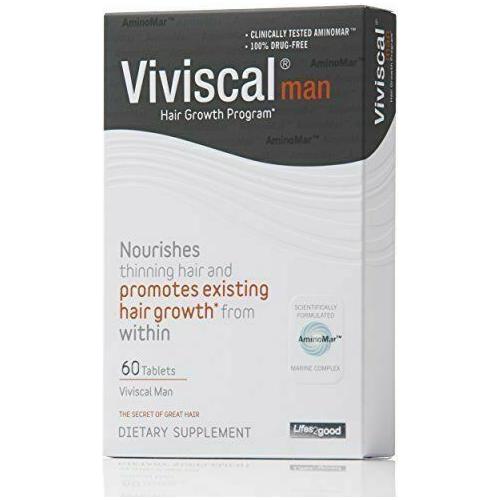 Viviscal Man Hair Growth Program Tablets, 60 count, dietary supplement for hair health and growth by Pasteur Pharmacy.
