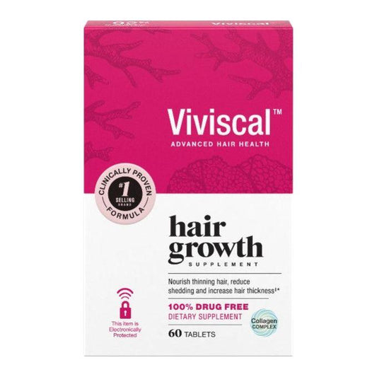 Viviscal Hair Growth Dietary Supplement bottle with 60 tablets, a hair health supplement by Pasteur Pharmacy.