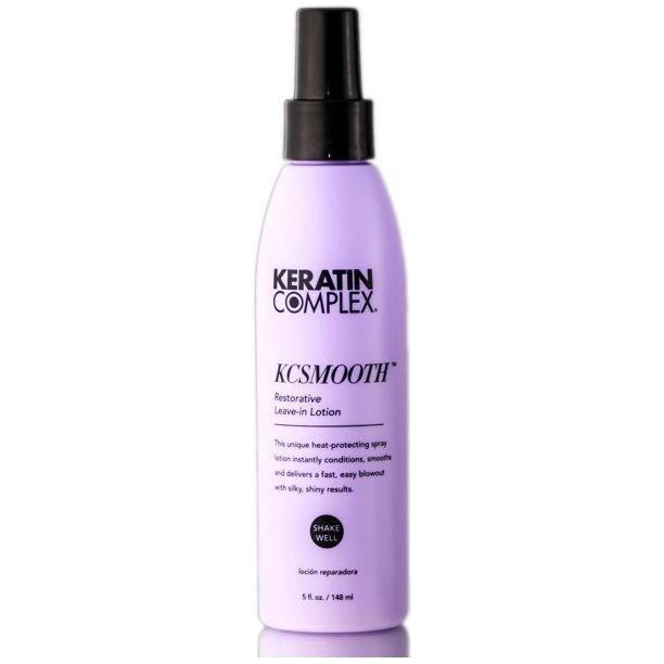 Keratin Complex KC Smooth Leave-In Hair Lotion by Pasteur Pharmacy, 5 fl oz, smooths and nourishes hair without rinsing.