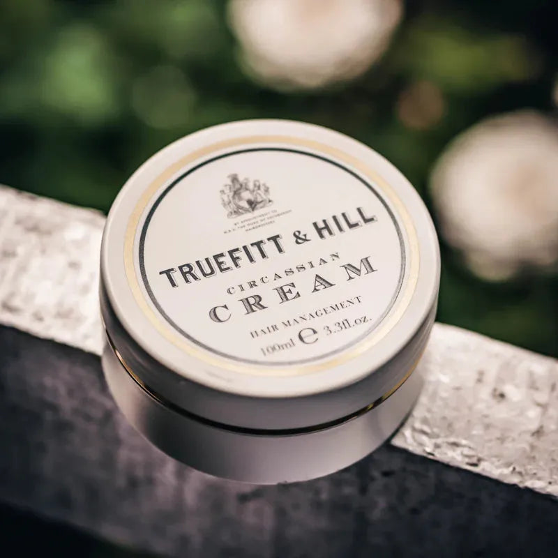Truefitt & Hill Circassian Cream Hair Management in 100ml jar, smooths and styles hair with natural shine and control.