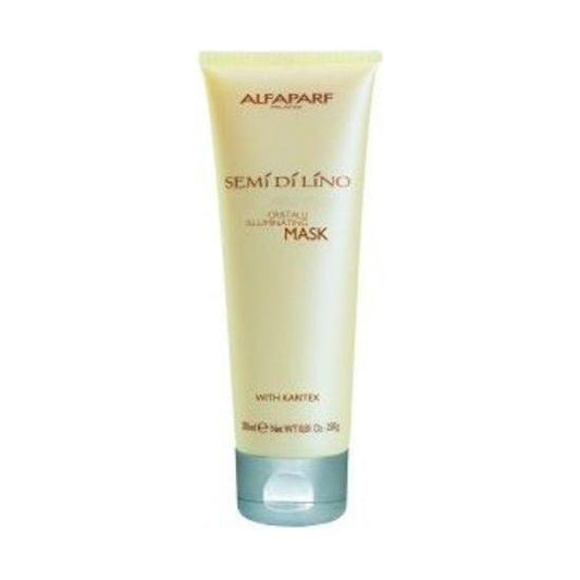 Alfaparf Semi Di Lino Cristalli Illuminating Hair Mask in 8.81 oz jar, nourishing and adding shine to hair.