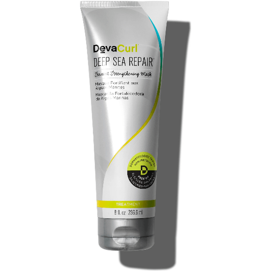 DevaCurl Deep Sea Repair Seaweed Strengthening Hair Mask in 8 oz jar, nourishing treatment for damaged hair, natural seaweed formula