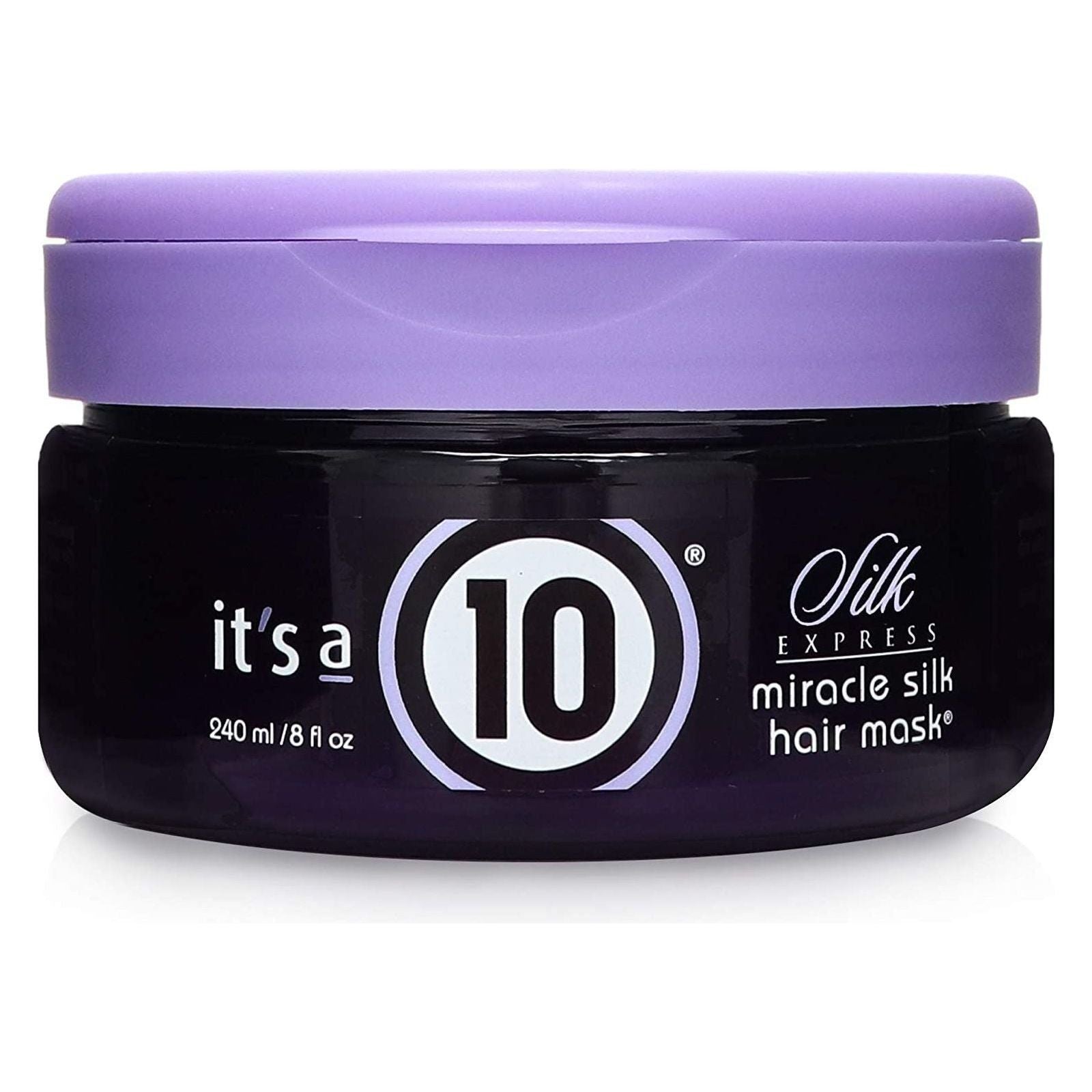 It's a 10 Ten Silk Express Miracle Silk Hair Mask in an 8oz jar, designed to nourish and condition hair with a silky smooth finish.