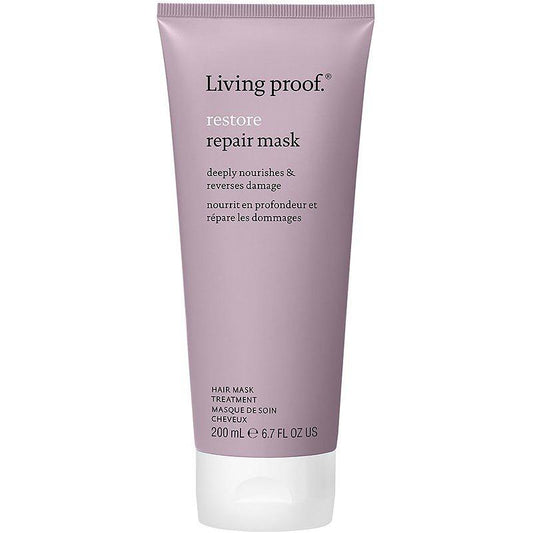 Living Proof Restore Repair Hair Mask in 6.7 oz jar, nourishing treatment for damaged hair, from Pasteur Pharmacy.