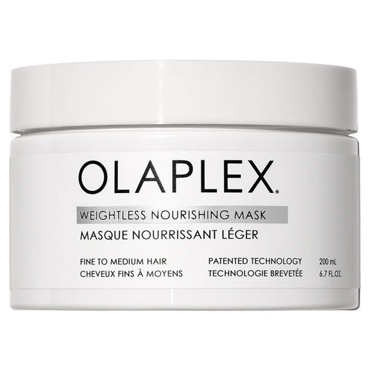 Olaplex Weightless Nourishing Hair Mask in 200ml jar, hydrating treatment for healthy, shiny hair, by Pasteur Pharmacy.
