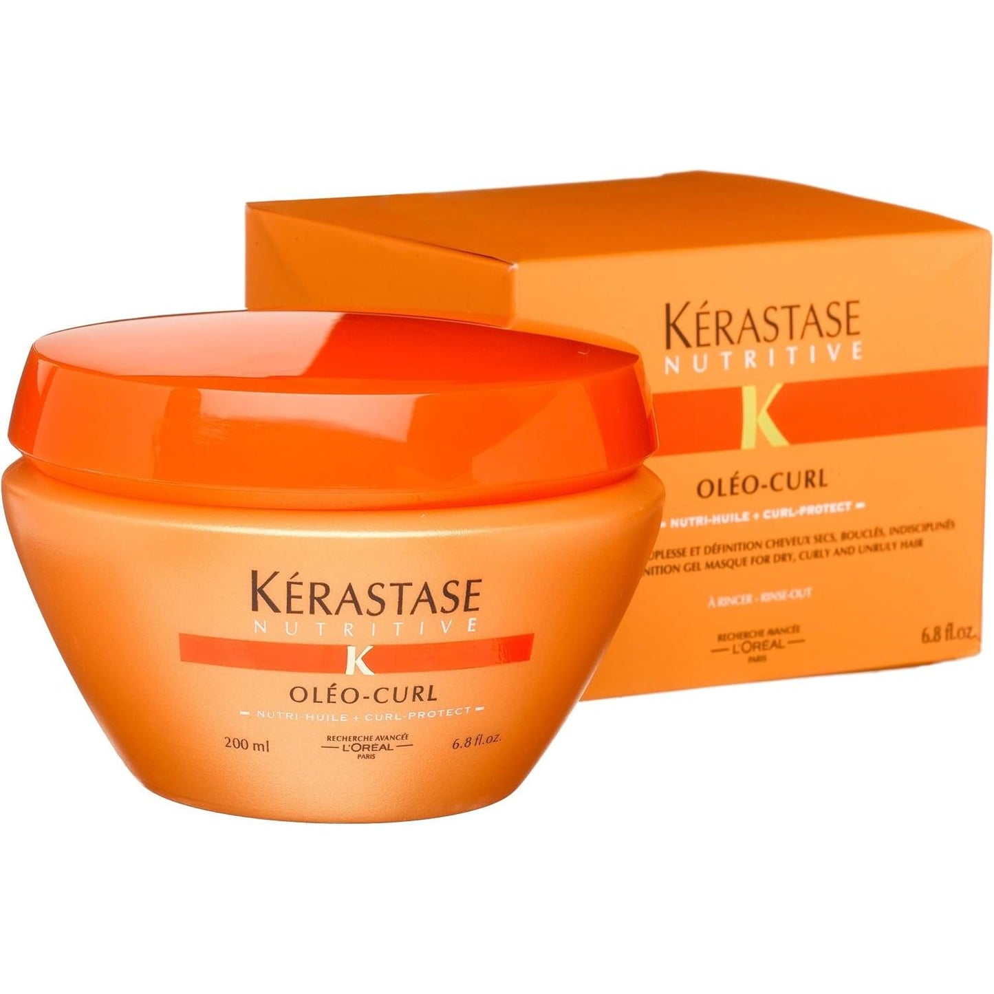 Kerastase Nutritive Oleo-Curl Hair Masque for dry, curly, unruly hair in 200ml jar, designed to define and nourish curls naturally.