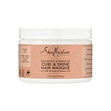 SheaMoisture Coconut & Hibiscus Hair Masque 340g, nourishing hair treatment with natural ingredients, designed for deep conditioning.