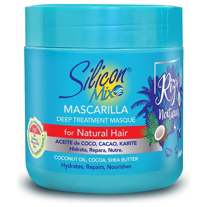 Silicon Mix Coconut Oil Cocoa Shea Butter Hair Masque in 10.5 oz jar, deep treatment for soft, healthy hair.