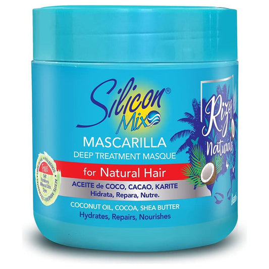 Silicon Mix Coconut Oil Cocoa Shea Butter Hair Masque in 10.5 oz jar, deep treatment for soft, healthy hair.