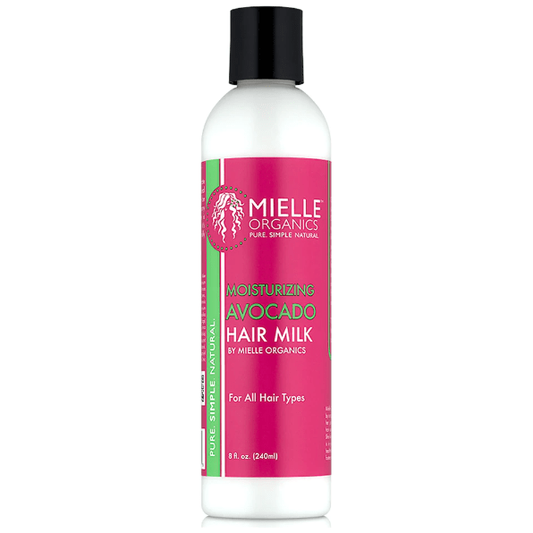 Mielle Organic Moisturizing Avocado Hair Milk in 8 oz bottle, natural hair nourishing product with avocado for soft, hydrated hair