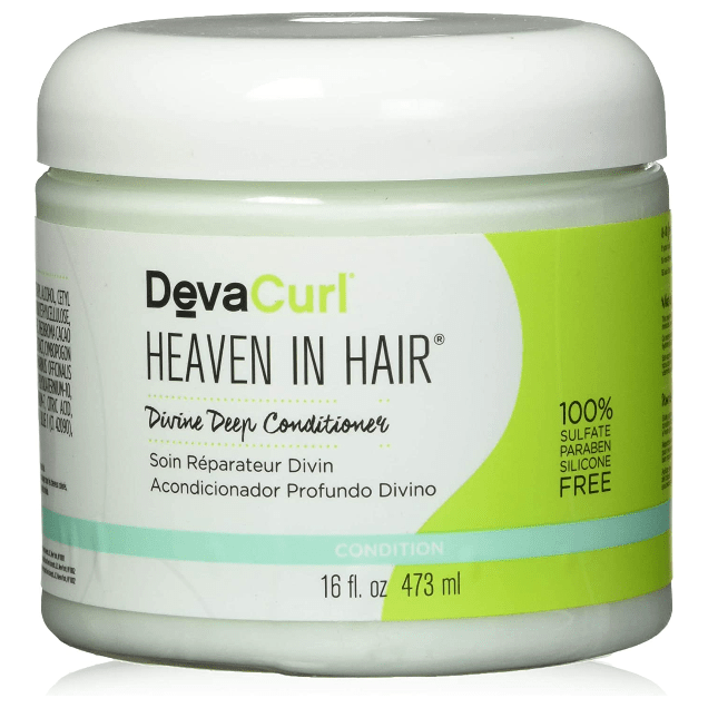 DevaCurl Heaven in Hair Intense Moisture Treatment 16 oz, a nourishing hair moisture treatment with rich cream texture.