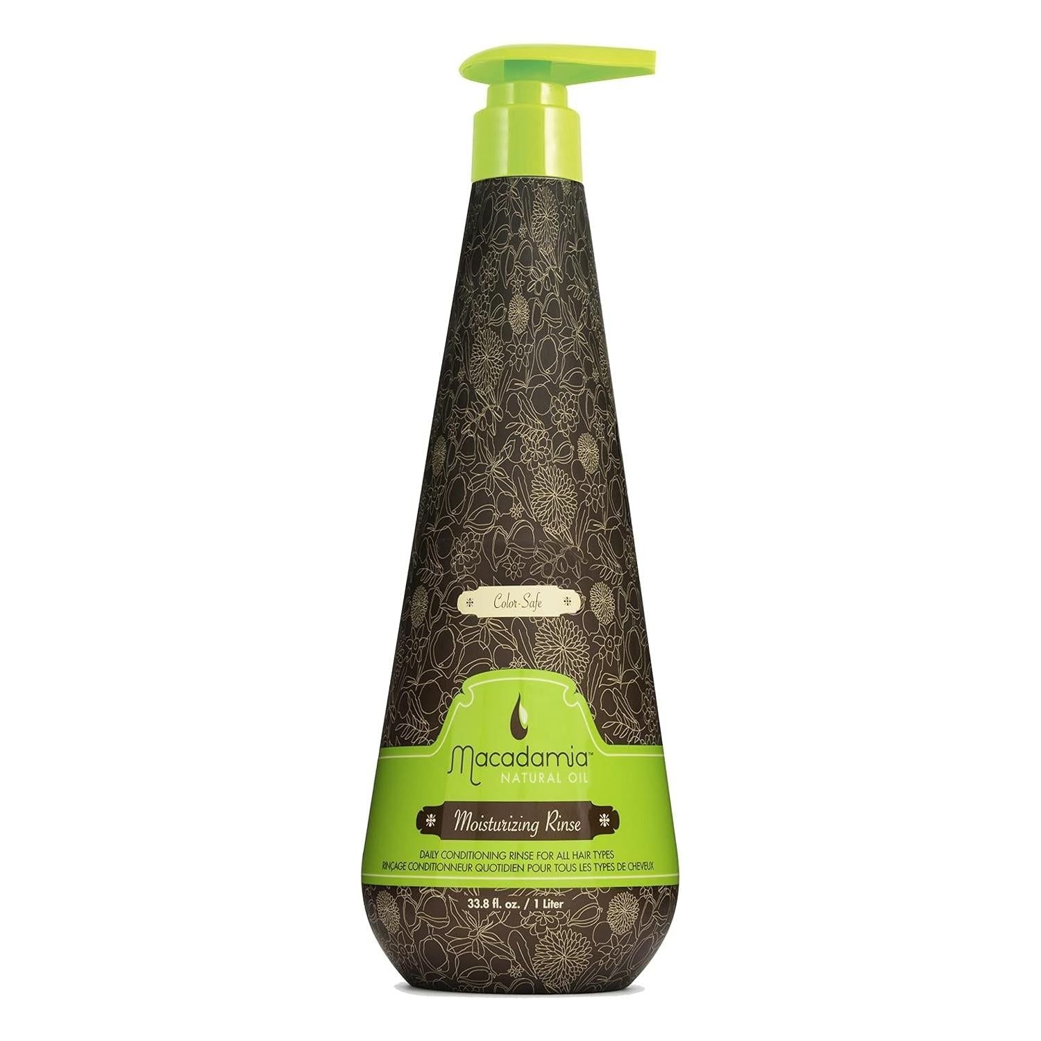 Macadamia Natural Oil Moisturizing Rinze for hair, 33.8 oz bottle, containing nourishing ingredients for hydration and shine.