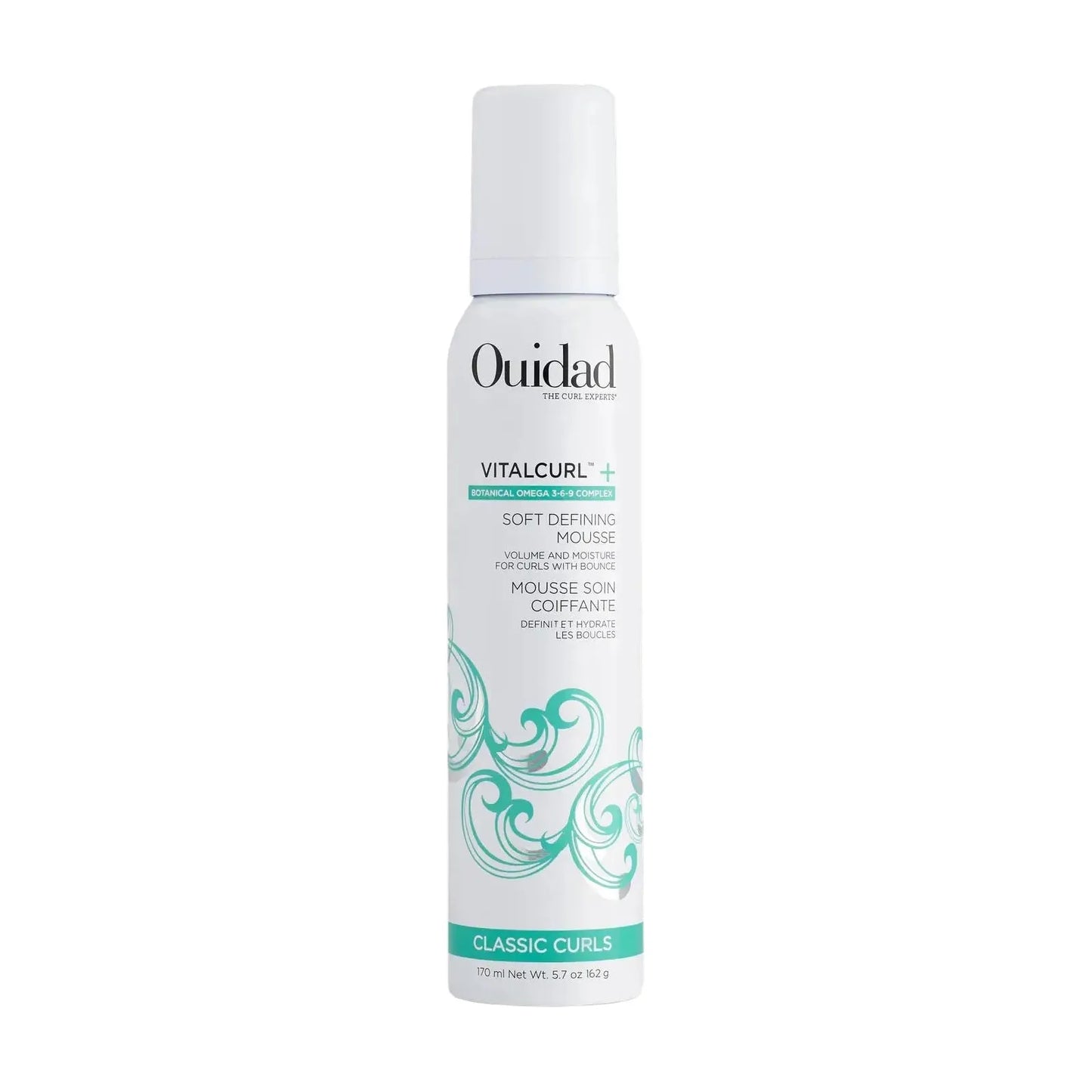 Ouidad VitaCurl+ Soft Defining Mousse in 5.7 oz bottle, lightweight hair mousse for soft curls and enhanced definition