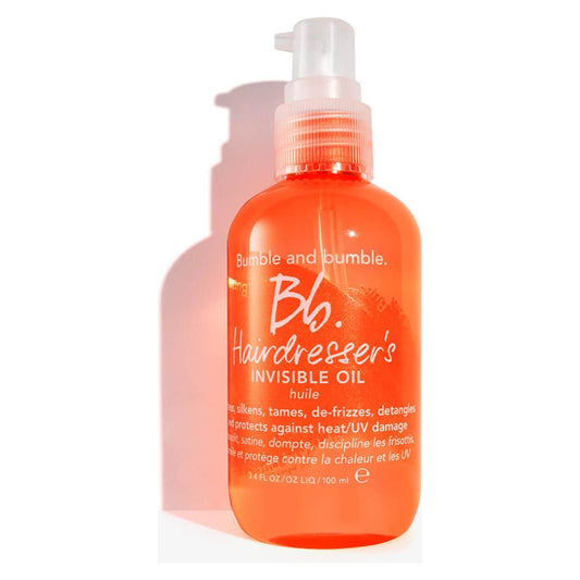 Bumble and Bumble Hairdresser Invisible Oil 100ml, nourishing hair oil with a clear bottle and pump dispenser.