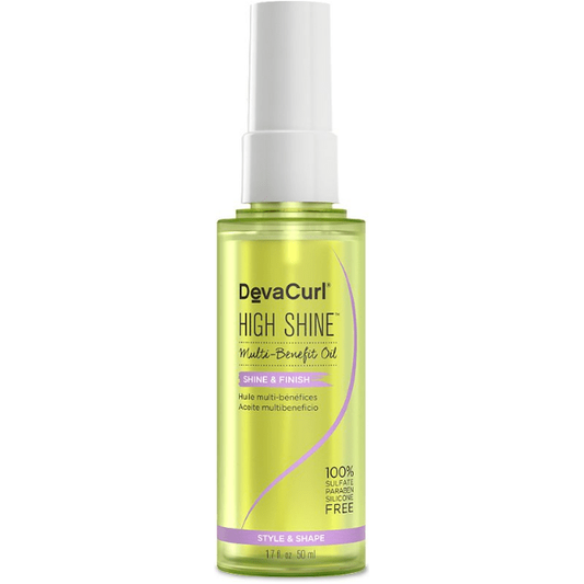 DevaCurl High Shine Multi-Benefit Hair Oil for shine and finish, 1.7 oz, natural hair care product with glossy hair finish