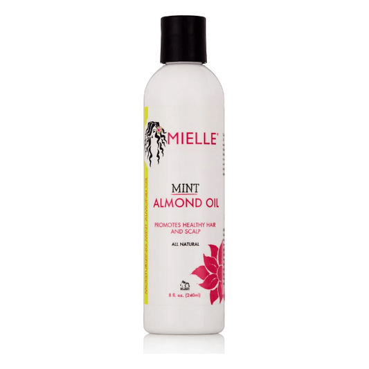 Mielle Organic Mint Almond Hair Oil in 8 oz bottle, natural hair treatment with mint and almond ingredients
