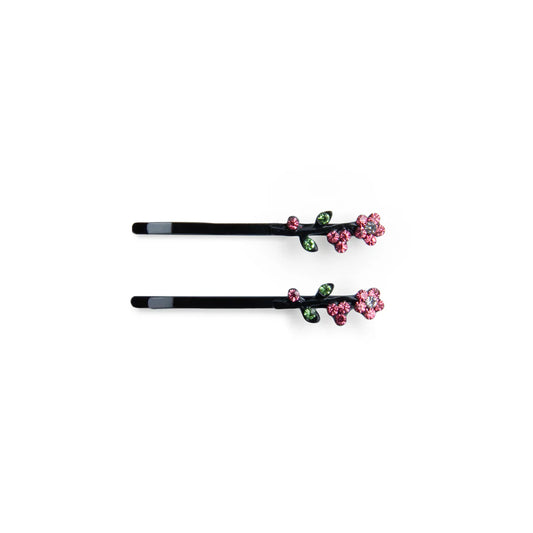 Pasteur Pharmacy Smoothies Flower Leave Gem Bob Hair Pins with flower and leaf designs featuring gem accents.