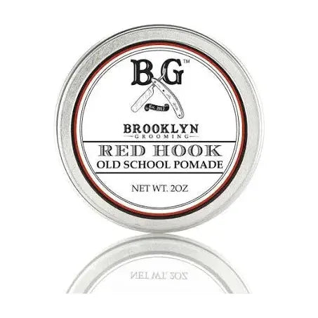 Brooklyn Grooming Red Hook Hair Pomade by Pasteur Pharmacy, 2oz jar of styling hair pomade with a vintage-inspired label.