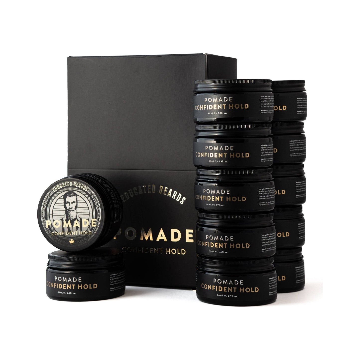 Educated Beards Pomade Confident Hold in 86ml jar, Pasteur Pharmacy hair pomade for strong, styled beard and hair looks.