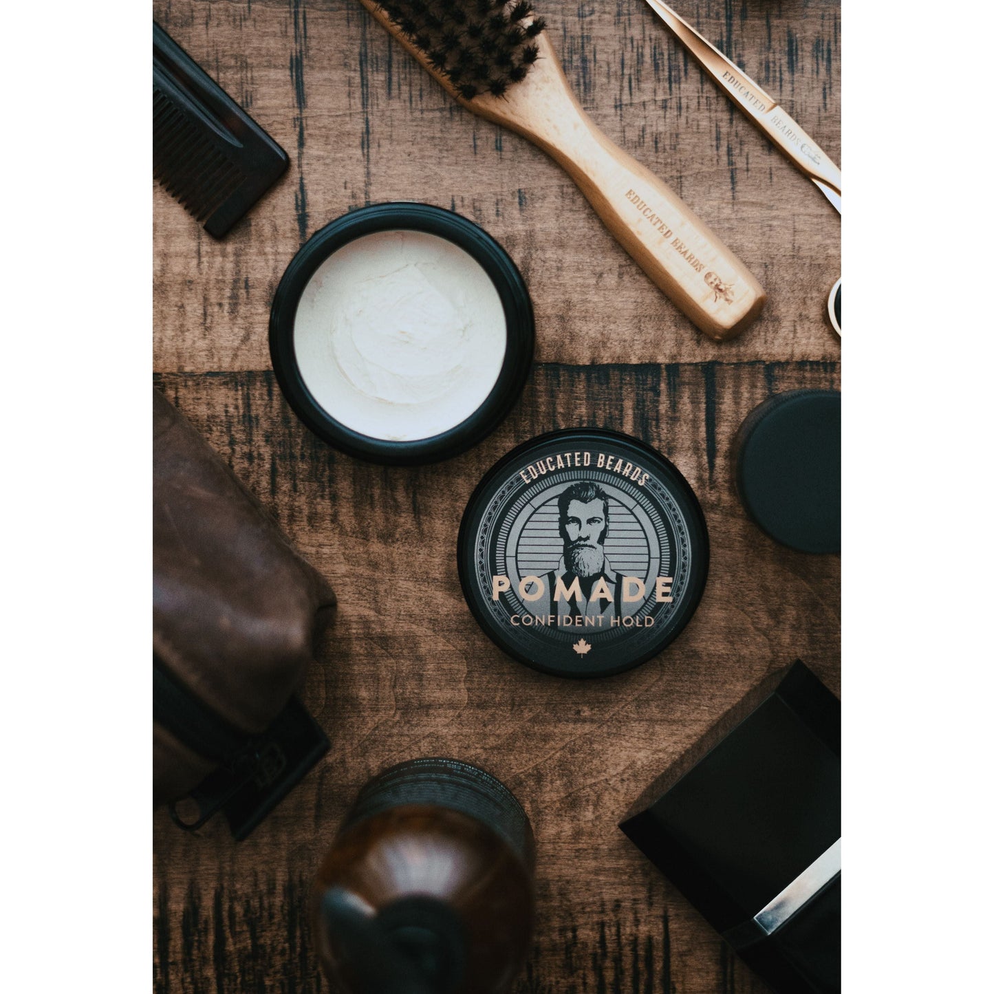 Educated Beards Pomade Confident Hold in 86ml jar, natural hair pomade by Pasteur Pharmacy, for strong hold and styling.