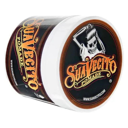 Suavecito Original Hold Hair Pomade in 4 oz jar, styled with a shiny, firm hold for classic hair grooming.