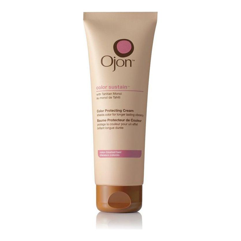 Ojon Color Sustain Color Protecting Cream for color-treated hair, 4.2oz, in a tube with clear branding and nourishing formula.