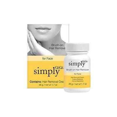 Gigi Simply Brush-On Hair Removal Cream by Pasteur Pharmacy, 1.7 oz bottle with applicator brush for easy hair removal.