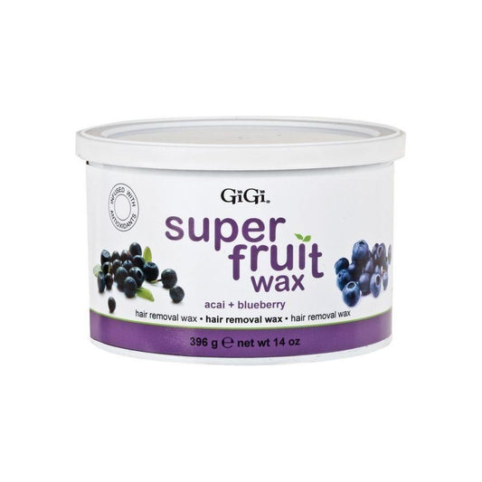 Gigi Super Fruit Wax with Acai and Blueberry in 14 oz jar, Pasteur Pharmacy hair removal wax for smooth skin.