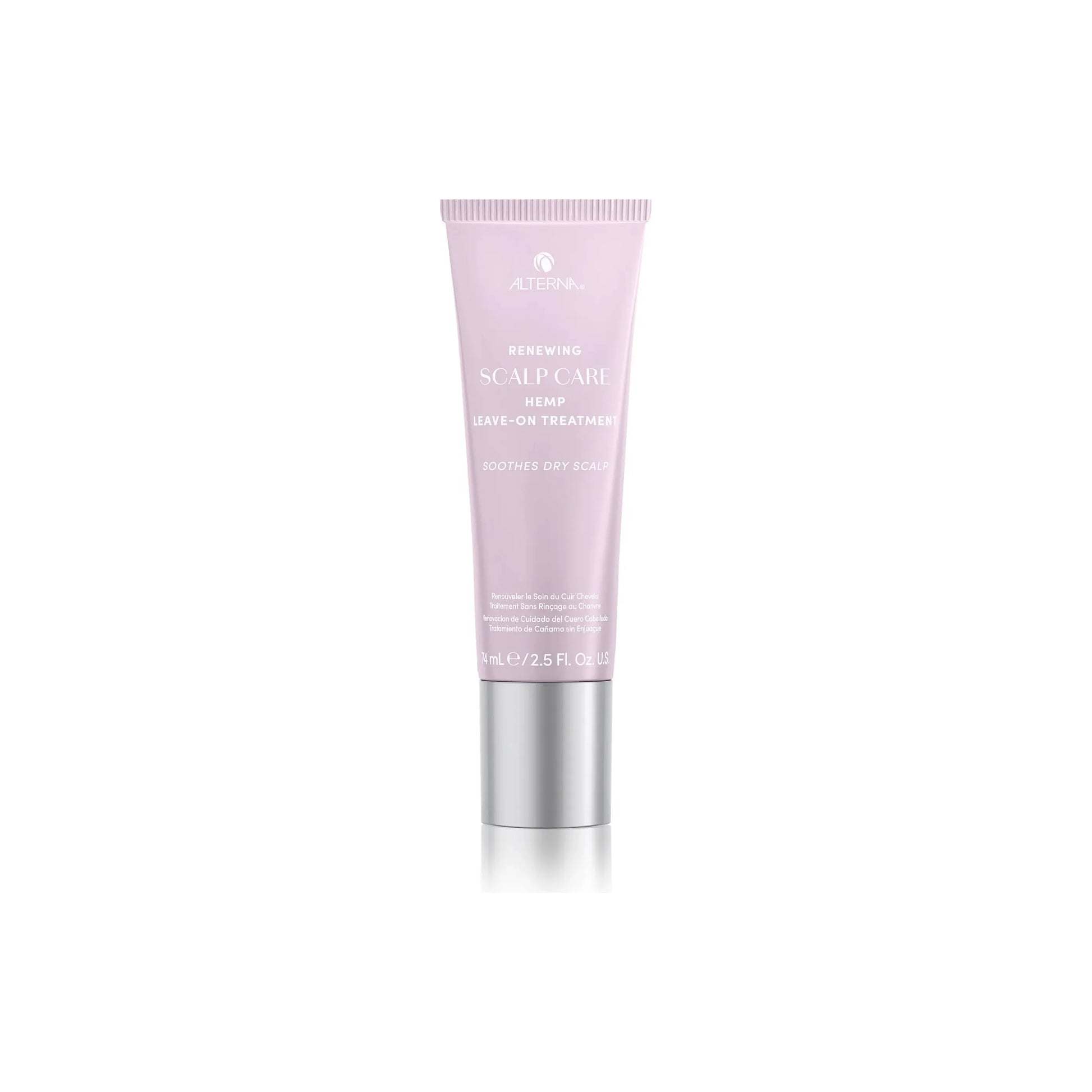Alterna Renewing Scalp Care Hemp Leave-on Treatment in 2.5 oz bottle, natural hair and scalp treatment for healthy scalp.
