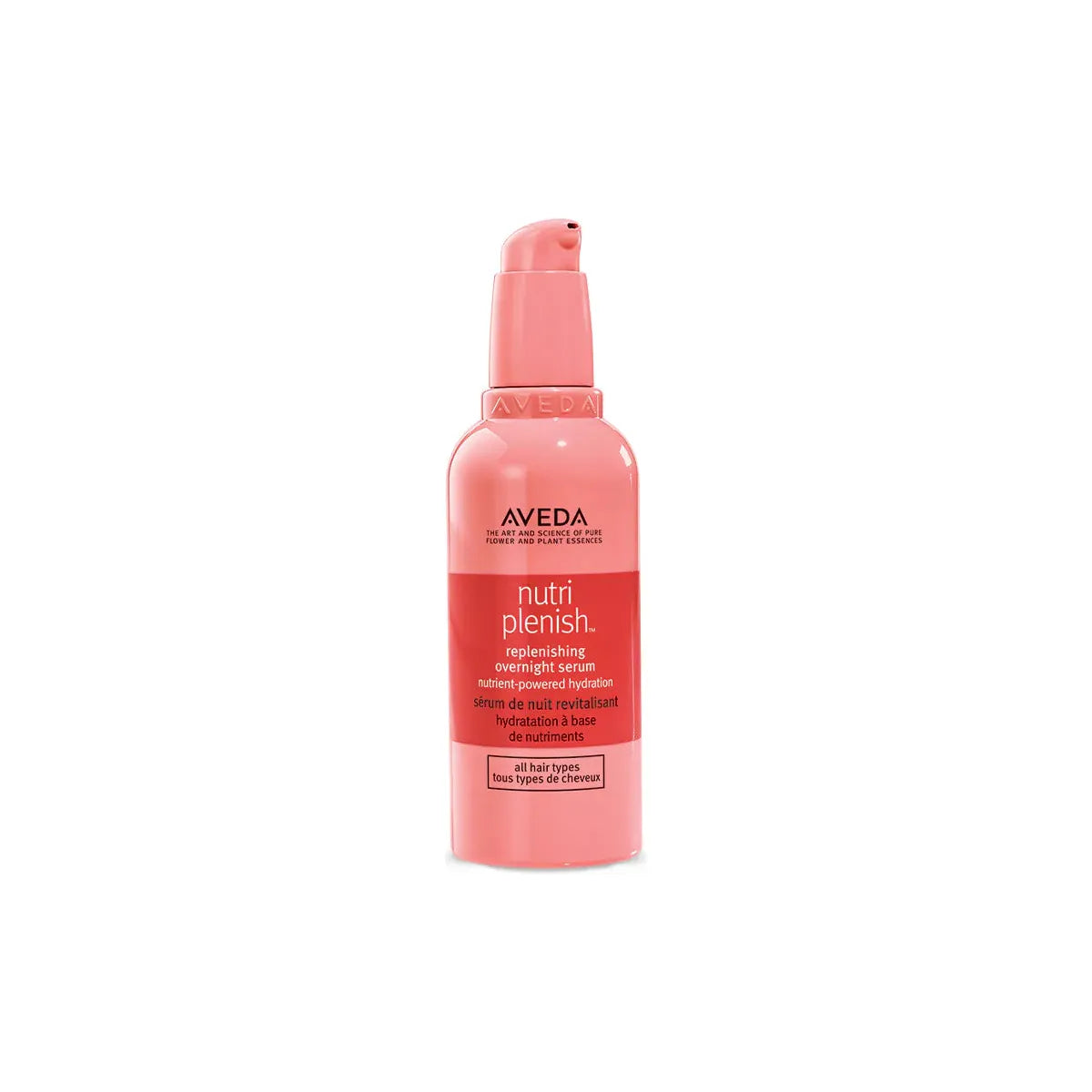 Aveda Nutri Planish Replenishing Overnight Hair Serum in 3.4 oz bottle, smooth and nourishing hair treatment with natural ingredients.