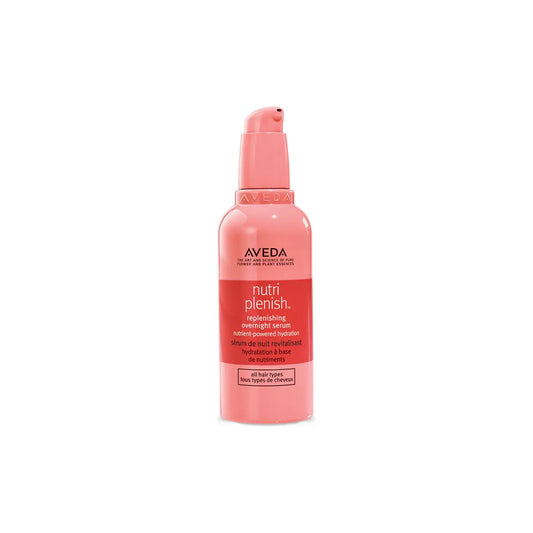 Aveda Nutri Planish Replenishing Overnight Hair Serum in 3.4 oz bottle, smooth and nourishing hair treatment with natural ingredients.