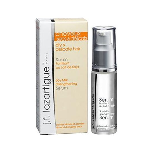 J.f. Lazartigue Soy Milk Strengthening Hair Serum in 30ml bottle, natural hair care product with nourishing formula.